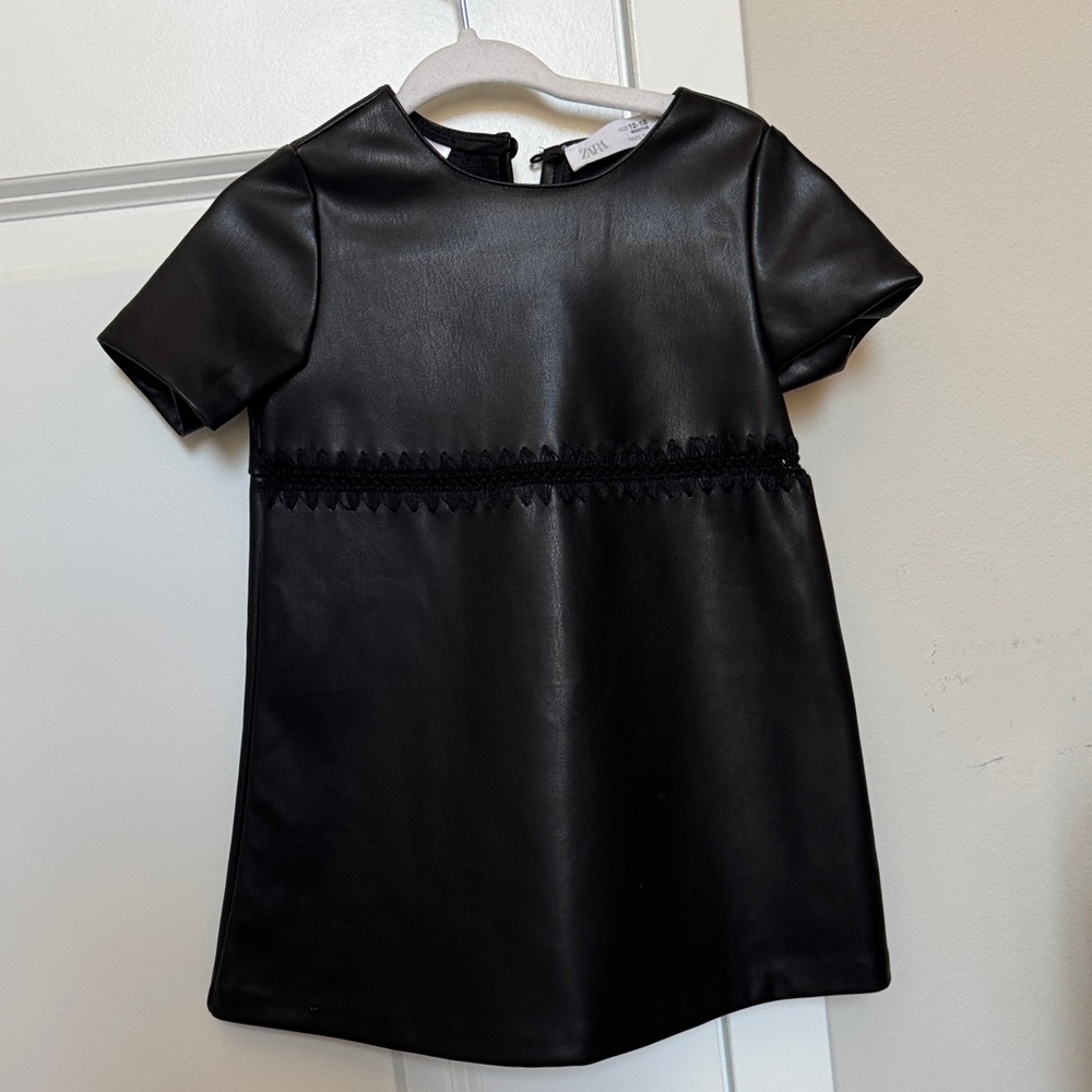 Zara Black Faux Leather Mini Dress